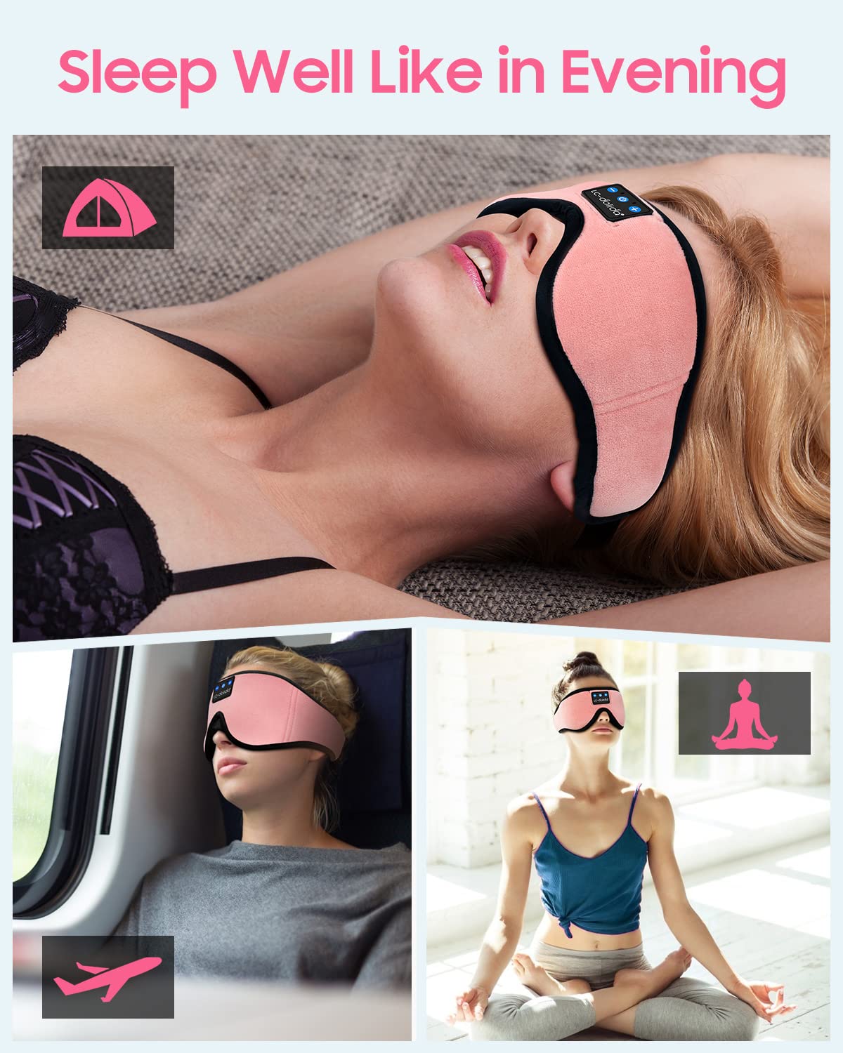 LC-dolida Sleep Headphones feature near-total light blocking around the nose bridge.
