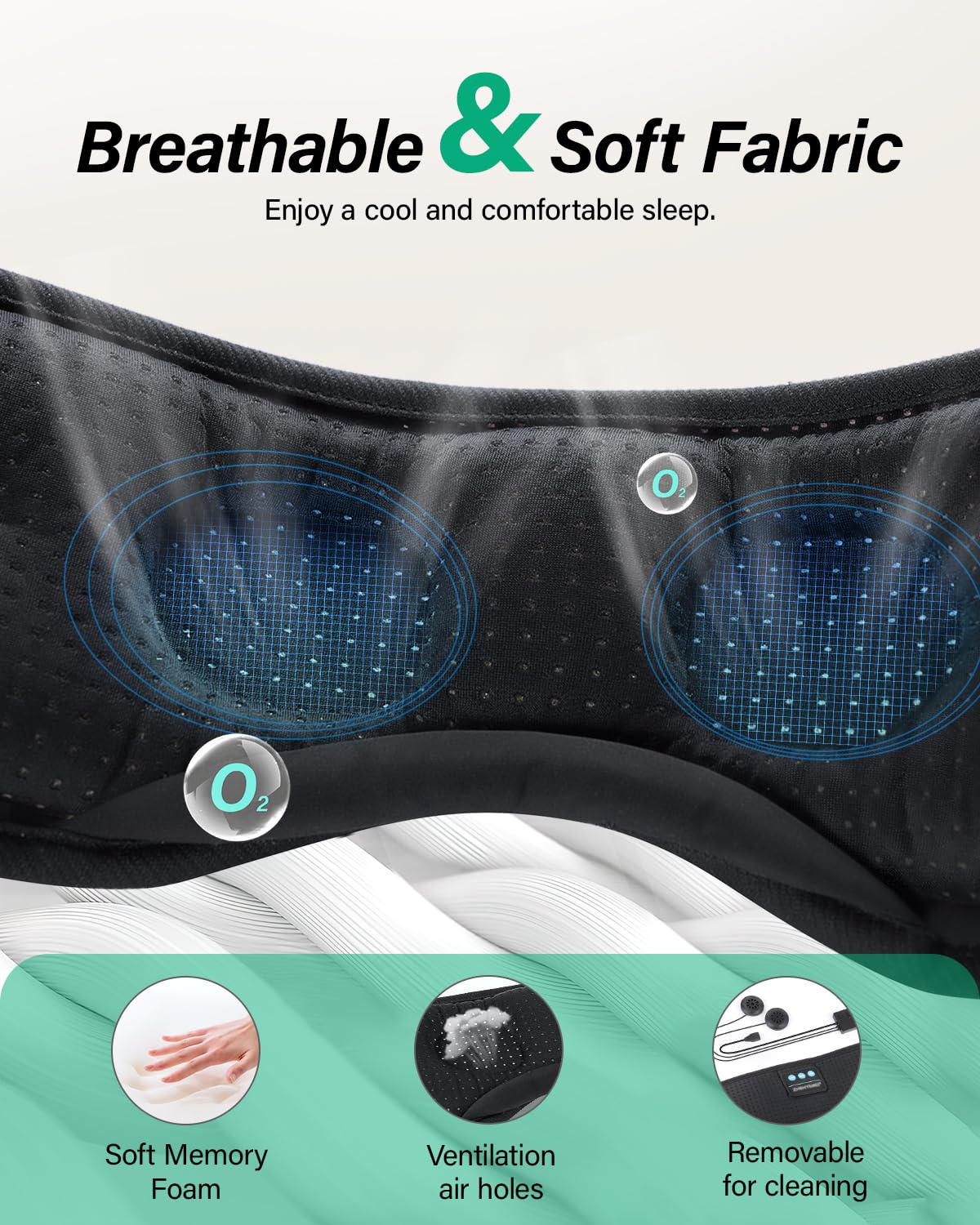 LC-dolida sleep headphones Bluetooth 5.2 for easy pairing.
