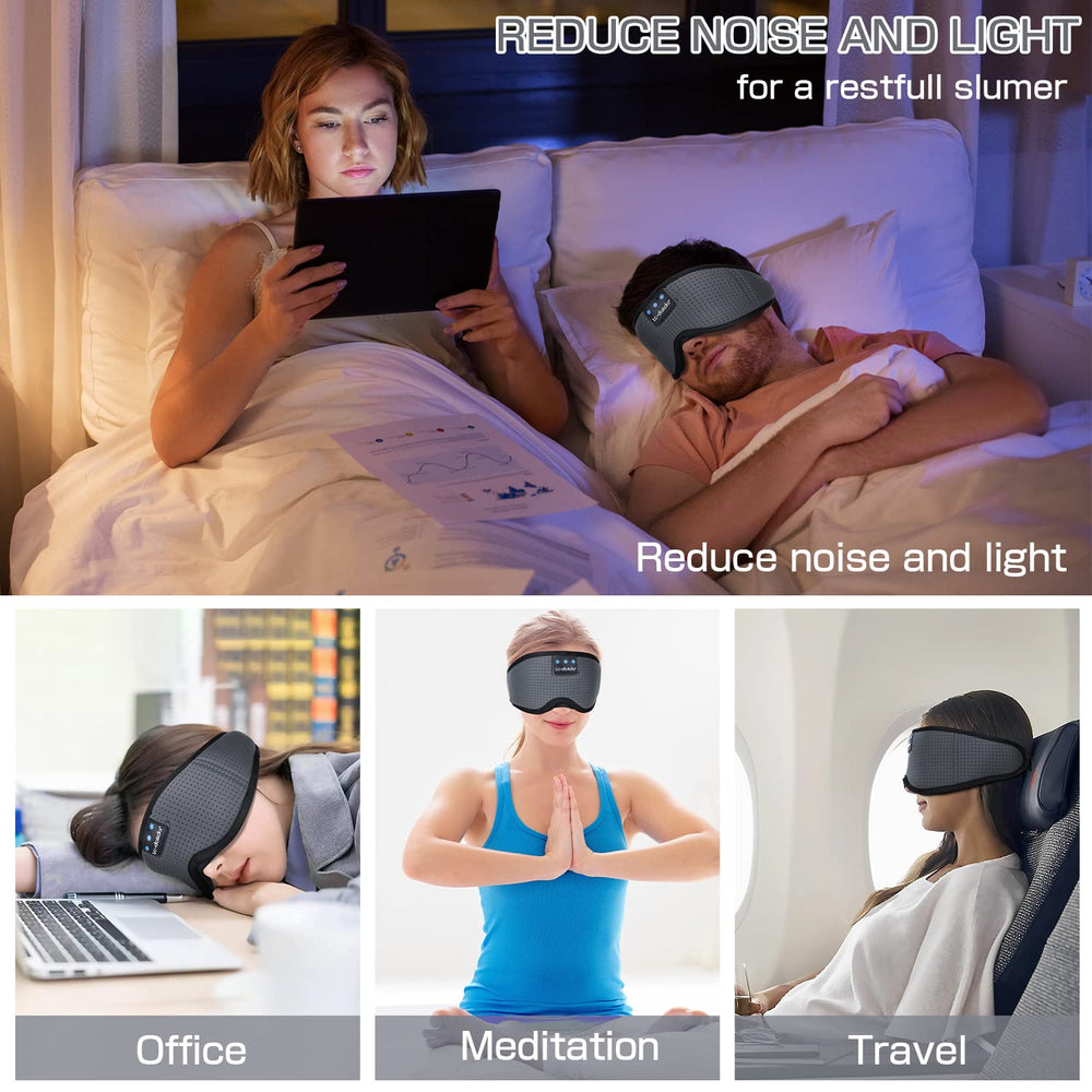 LC-dolida sleep headphones bundle includes mask, USB cable and carry pouch for travel
