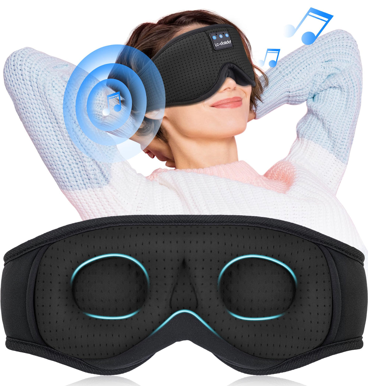 LC-dolida sleep mask with Bluetooth headphones for travel and relaxation