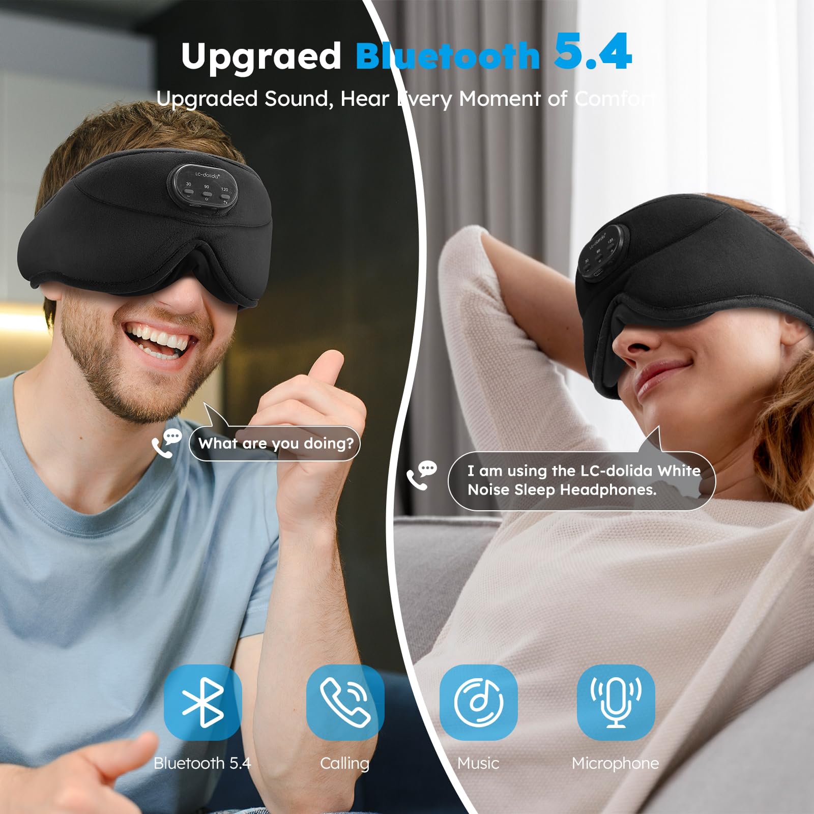 LC-dolida sleep mask Bluetooth paired for seamless audio use