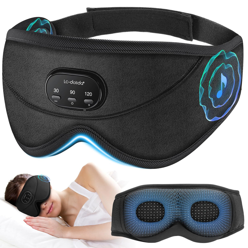 LC-dolida white noise sleep mask front view showing comfortable fit and blackout design