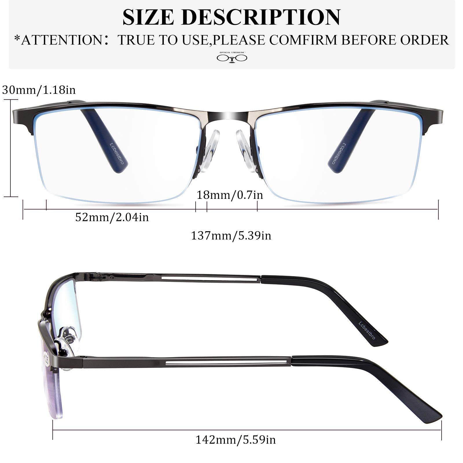 Lcbestbro lightweight metal frame delivers all-day comfort and balanced wear.