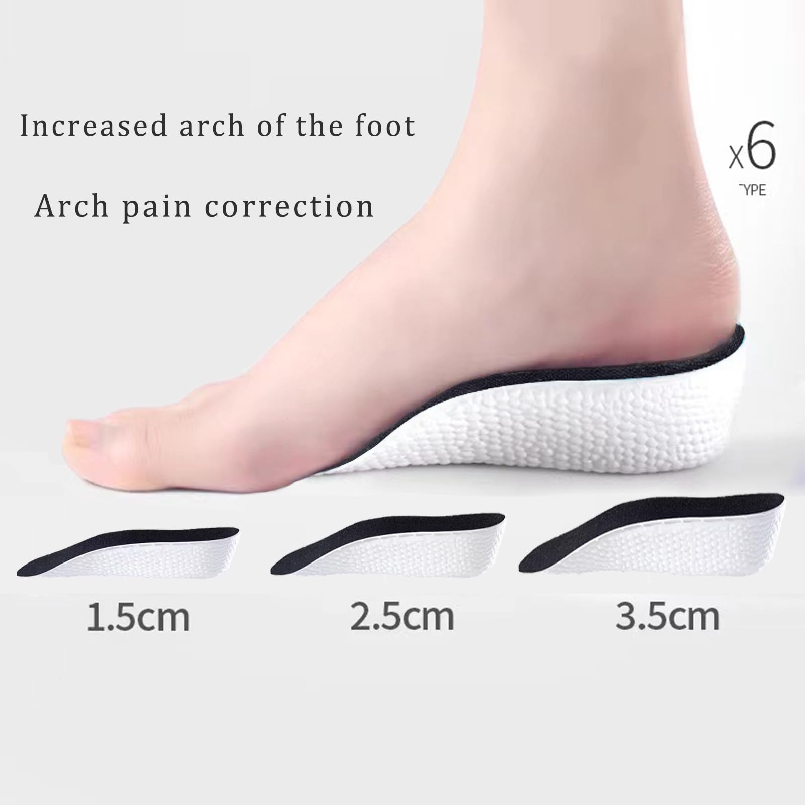 Lcyiweu insoles height rise side view demonstrates subtle lift