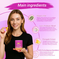 Le Tian Xian Her Juicy Gummies prebiotic blend illustration supporting gut balance