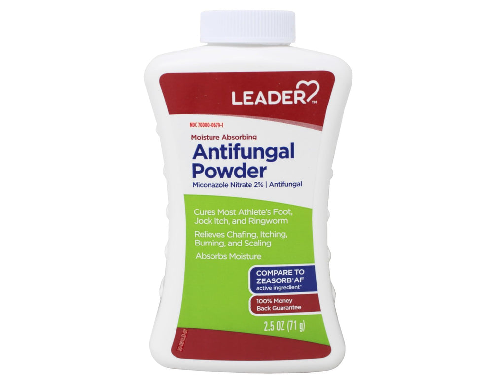 Leader AF Powder bottle dispensing evenly to reduce chafing