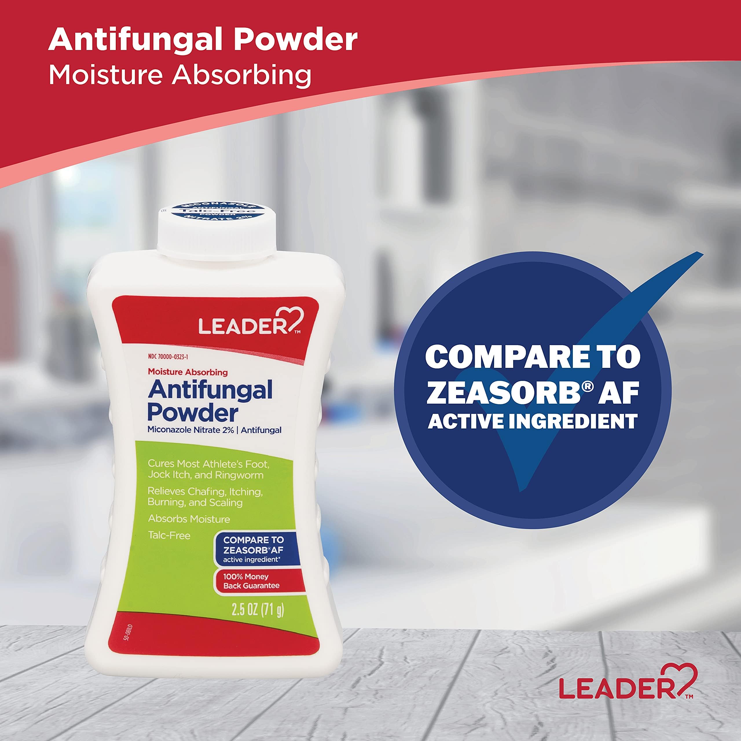 Leader Athlete's Foot AF Powder texture calms irritated skin