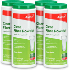 Leader prebiotic fiber powder dissolves clearly in water for easy daily use.