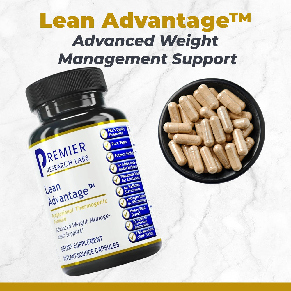 Closeup of Lean Advantage pills highlighting convenient daily supplement for busy lifestyles