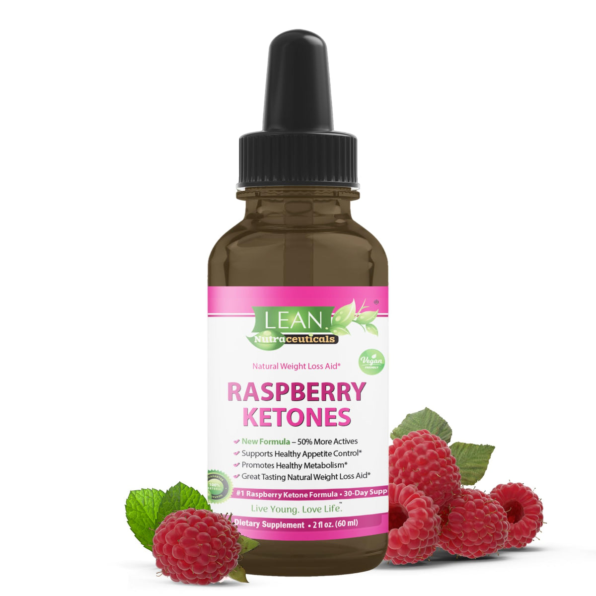 LEAN Nutraceuticals Apple Cider Vinegar Raspberry Ketone Drops bottle for daily appetite control