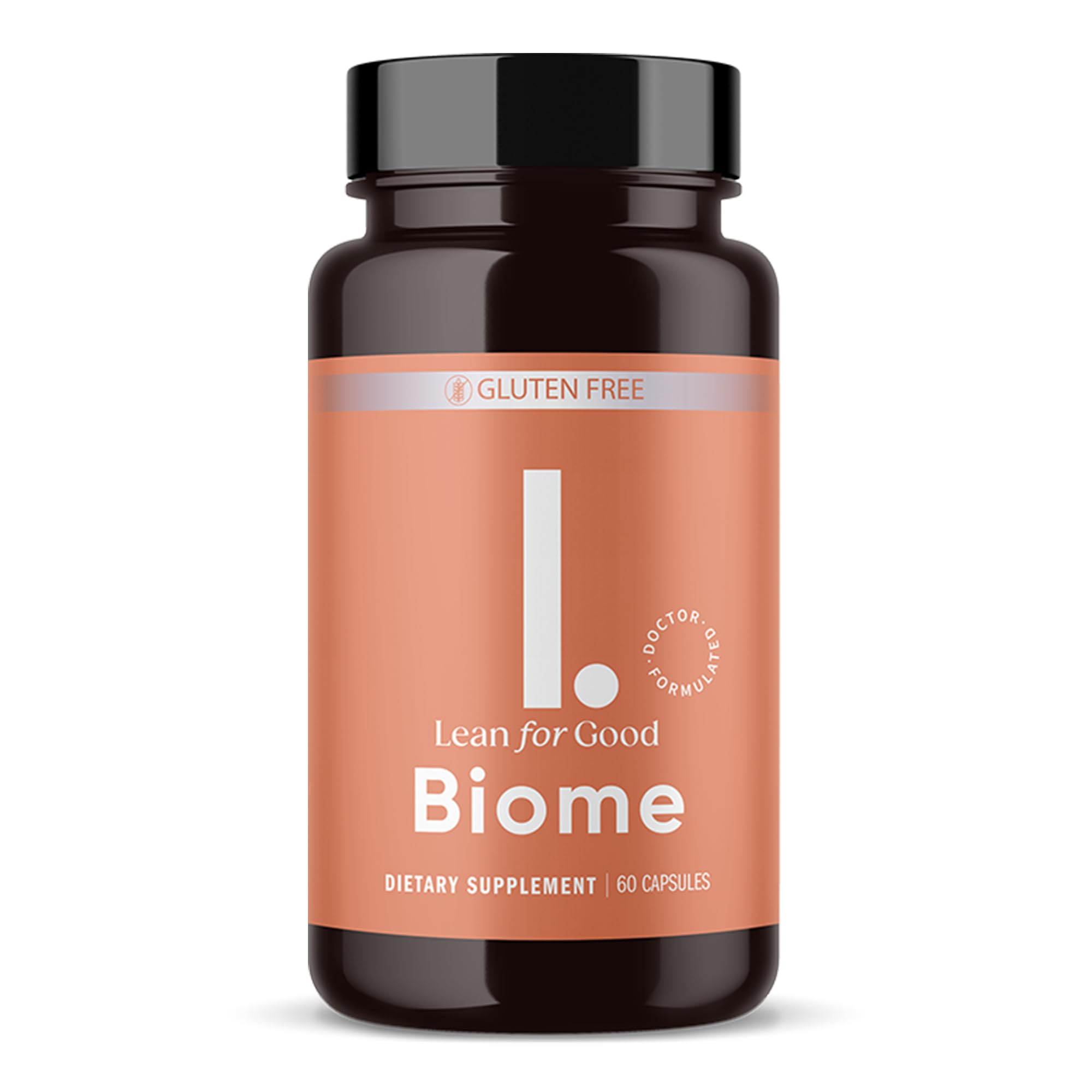 LEANFORGOOD Biome bottle front view highlighting 9-strain probiotic formula for gut balance