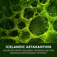 Closeup of Leaping Lynx Astaxanthin capsules showing texture and 60-day supply context.