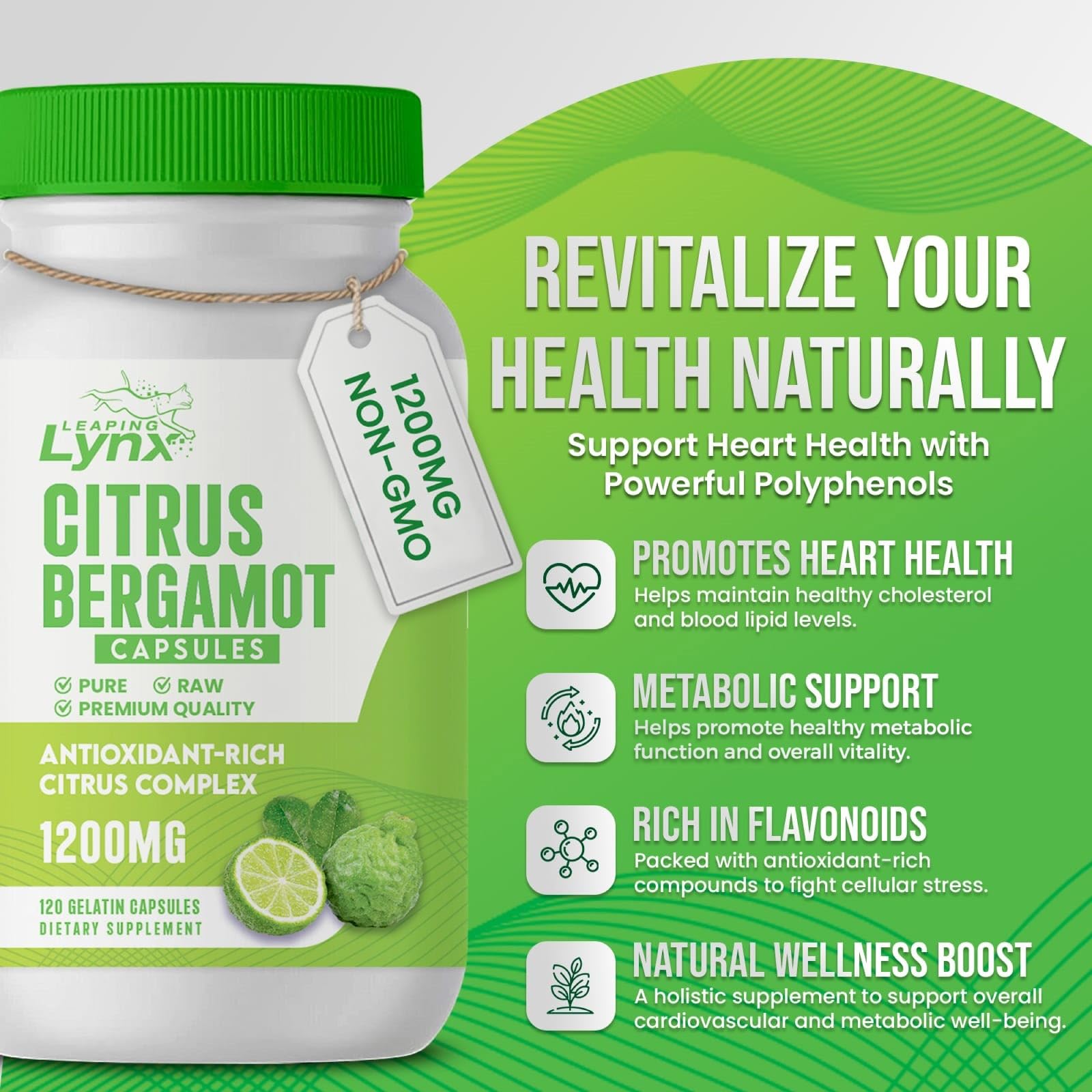 Leaping Lynx Citrus Bergamot bottle pour illustrating simple daily dosing.