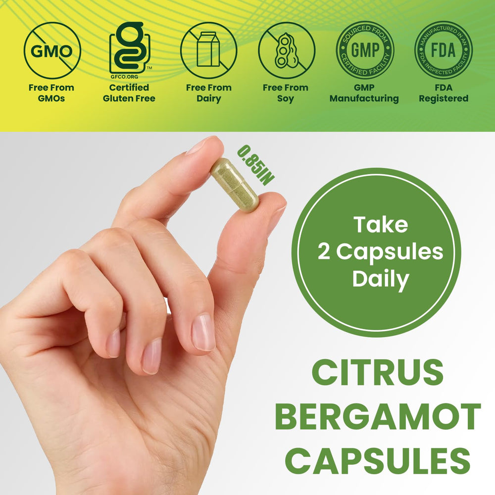 Leaping Lynx Citrus Bergamot capsules close-up highlighting daily wellness use.