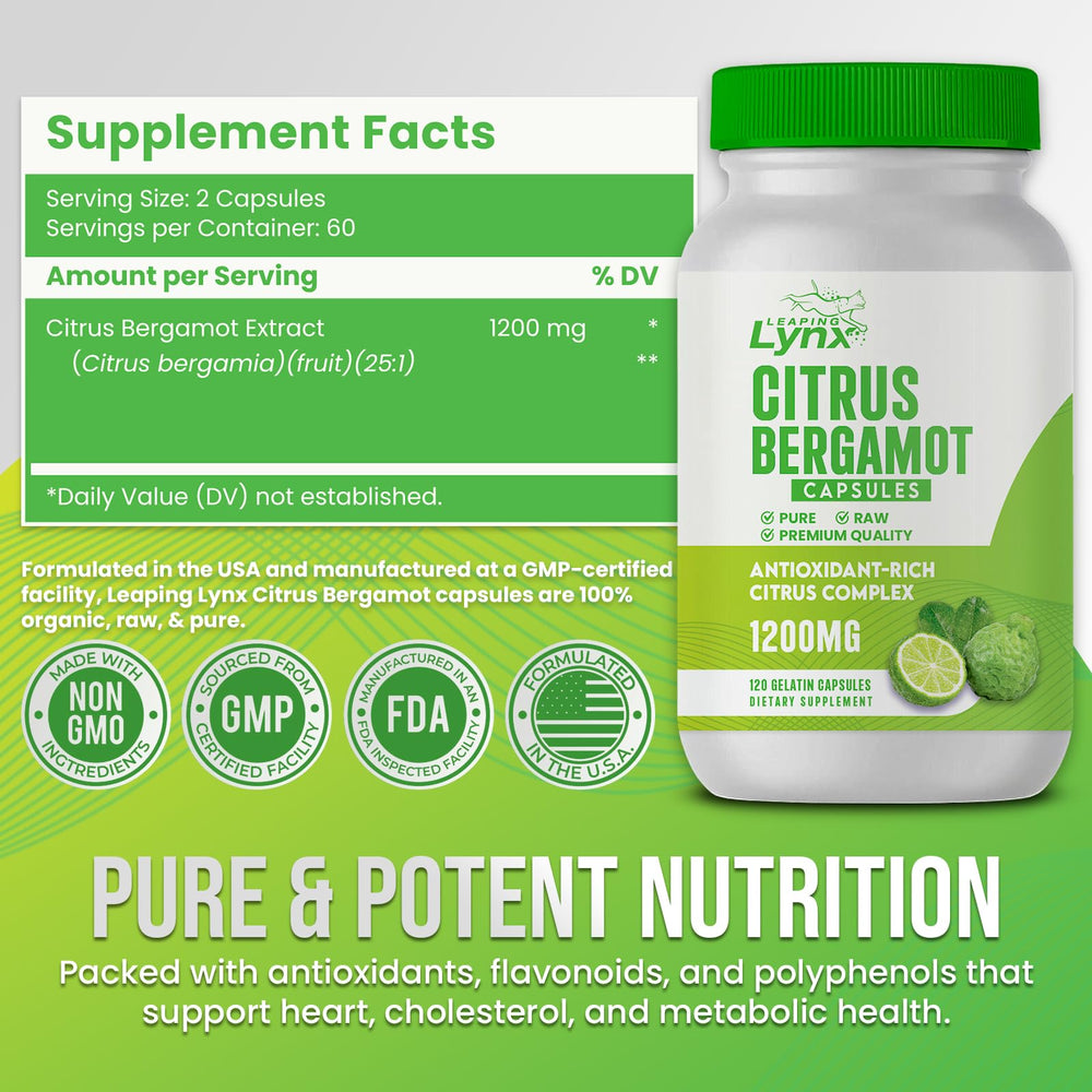 Leaping Lynx Citrus Bergamot packaging emphasizing non-GMO and gluten-free quality.