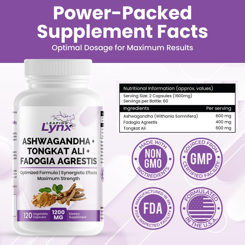 Leaping Lynx Tongkat Ali capsules with potential daily energy benefits.