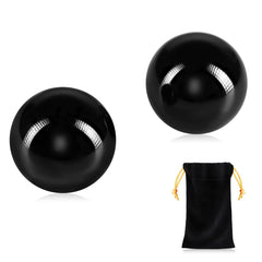 Learay black obsidian Baoding ball 1.57-inch in-hand for tactile hand exercise