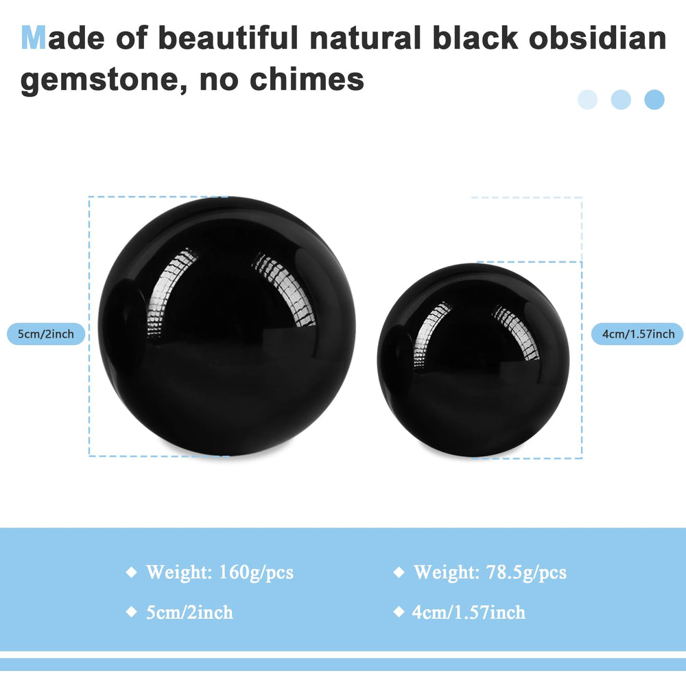 Learay black obsidian Baoding ball 2-inch diameter suited for larger hands