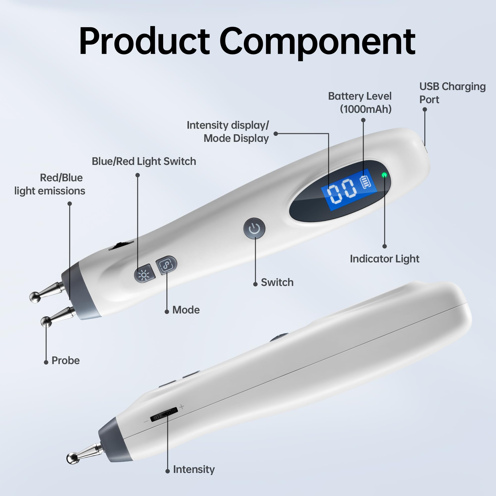 Leawell electronic acupuncture pen abdomen treatment for core muscle relaxation and tension relief.