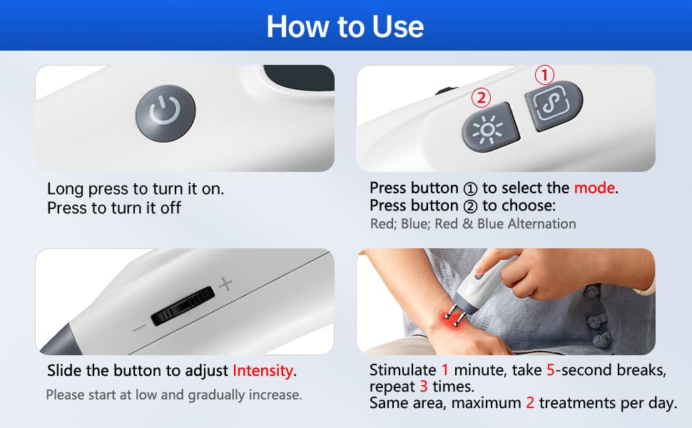 Leawell electronic acupuncture pen back and waist mode for daily mobility support.