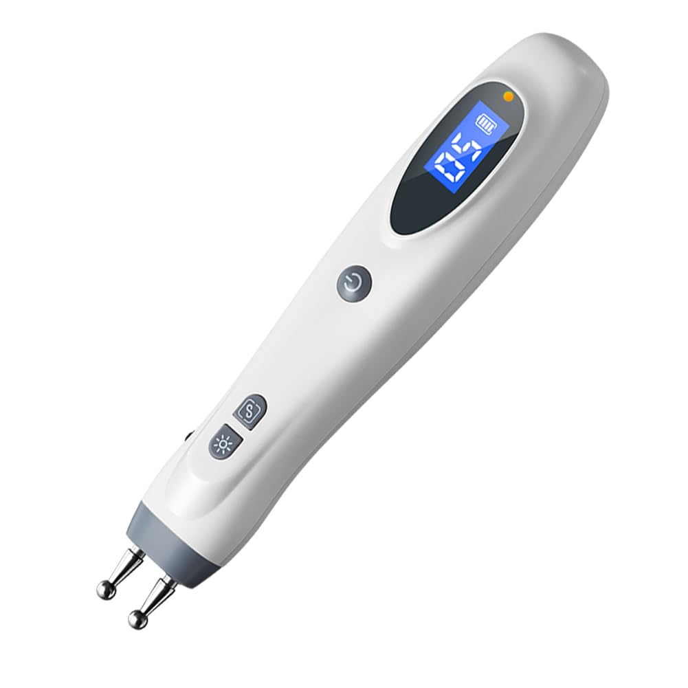 Leawell electronic acupuncture pen on shoulder use for soothing discomfort and muscle tension.