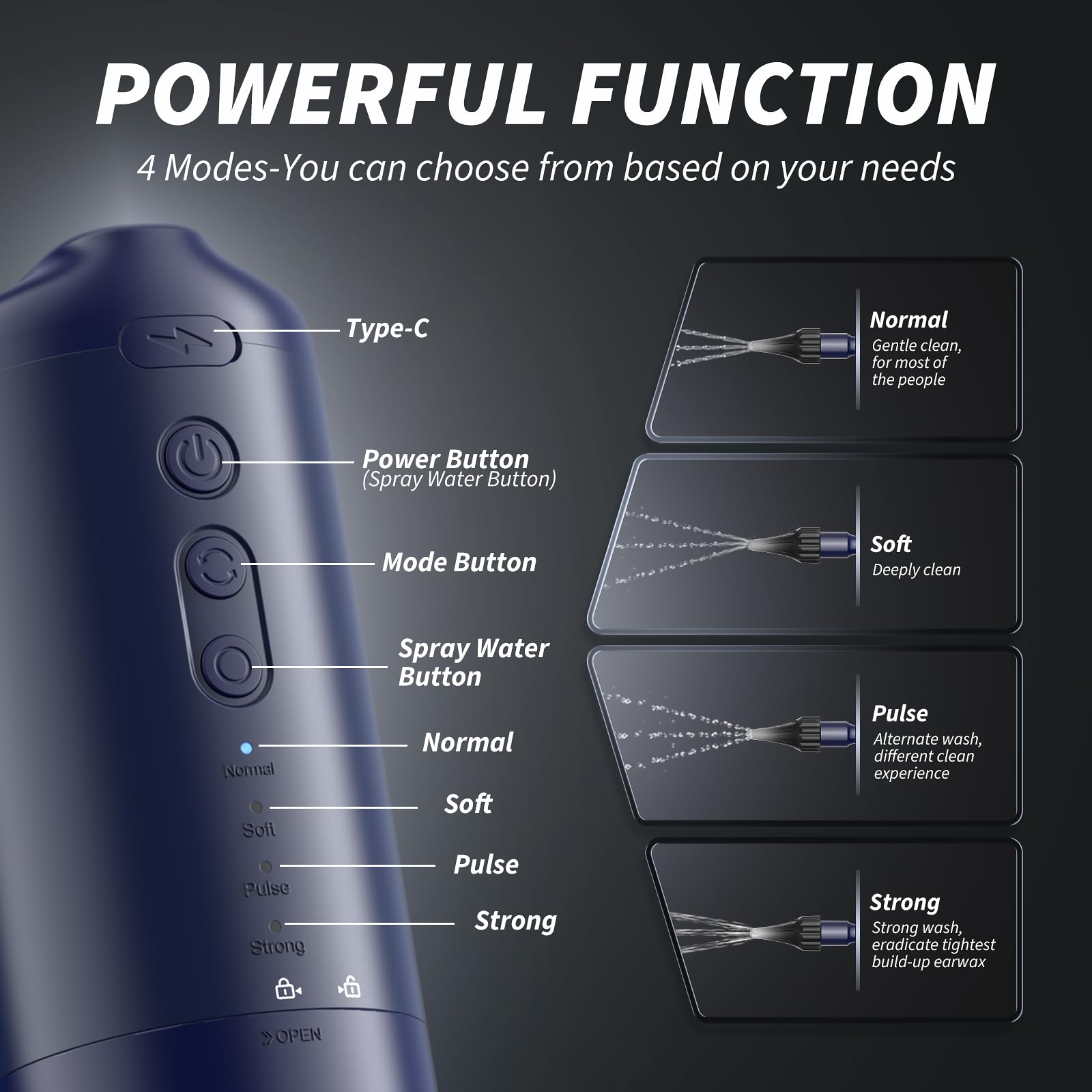 Lebbtl IPX5 waterproof ear cleaner suitable for shower use.
