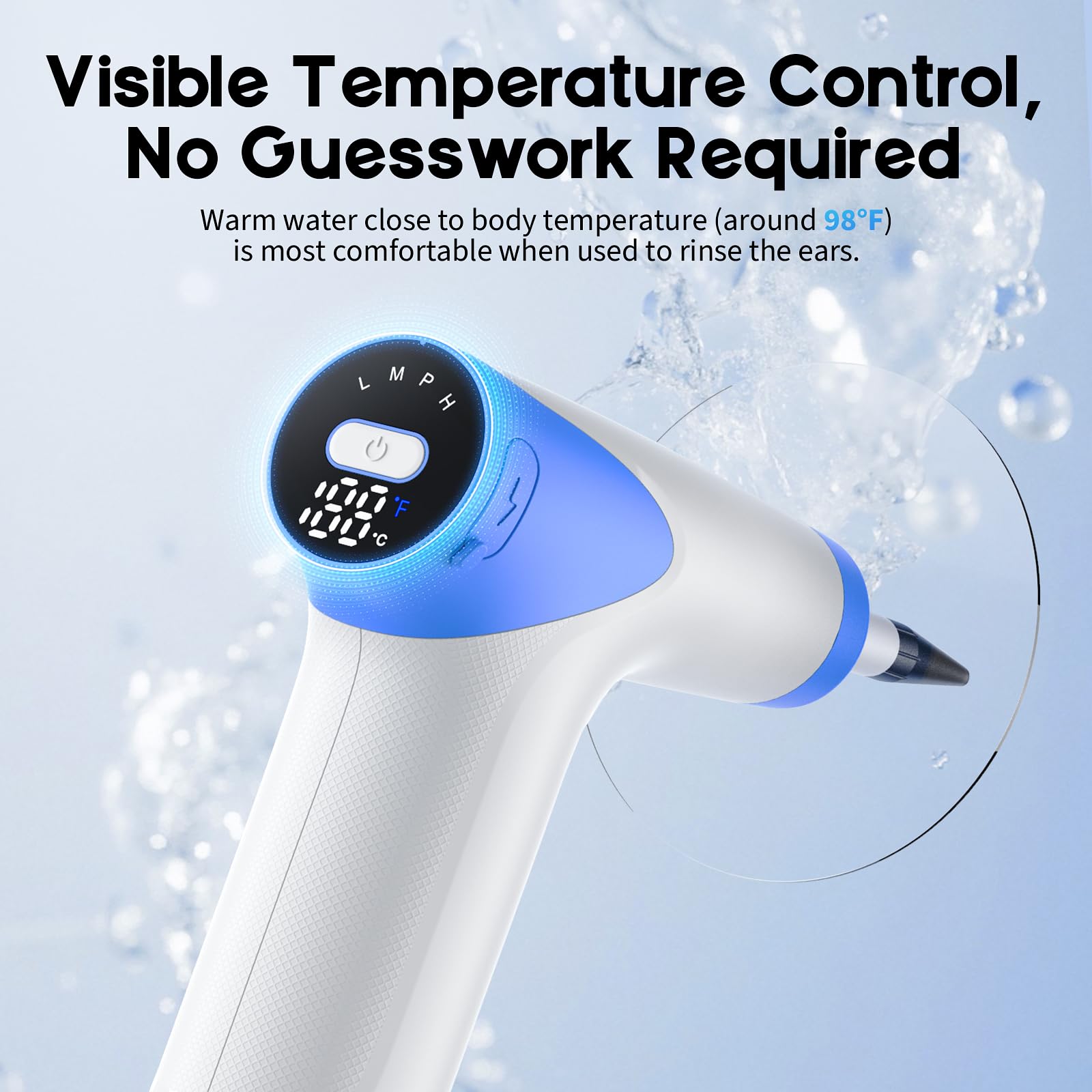 Lebbtl Temperature Display showing real-time water temperature for safe use.