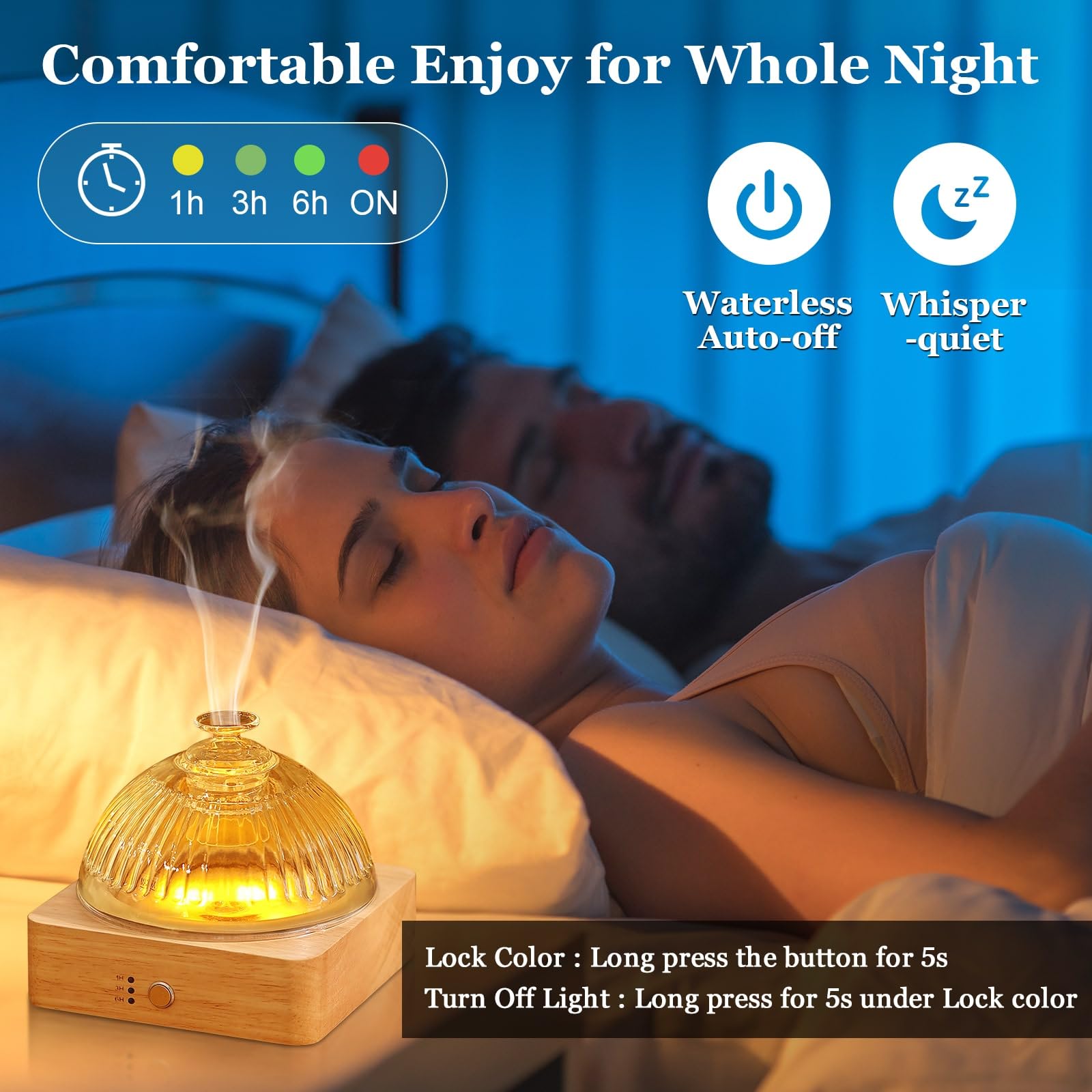 Lecdura diffuser auto-off provides safe operation when water runs low.