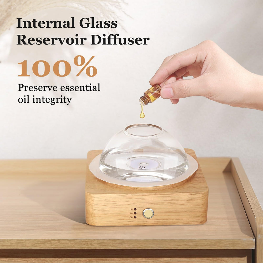 Lecdura diffuser with wood base adds natural style to any room.