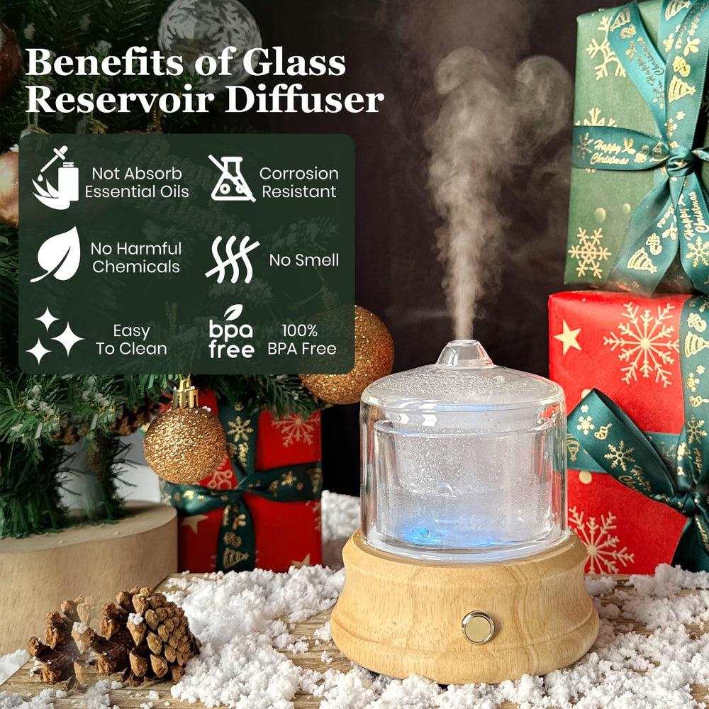 Lecdura wood base diffuser adds warm decor and stable placement in any room.