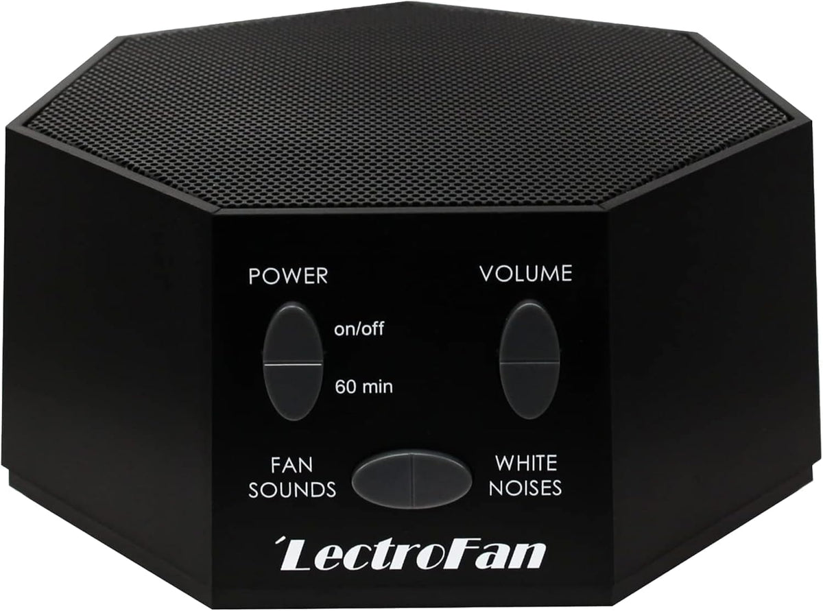 LectroFan Classic front view; compact sleep aid for portable use and privacy benefits