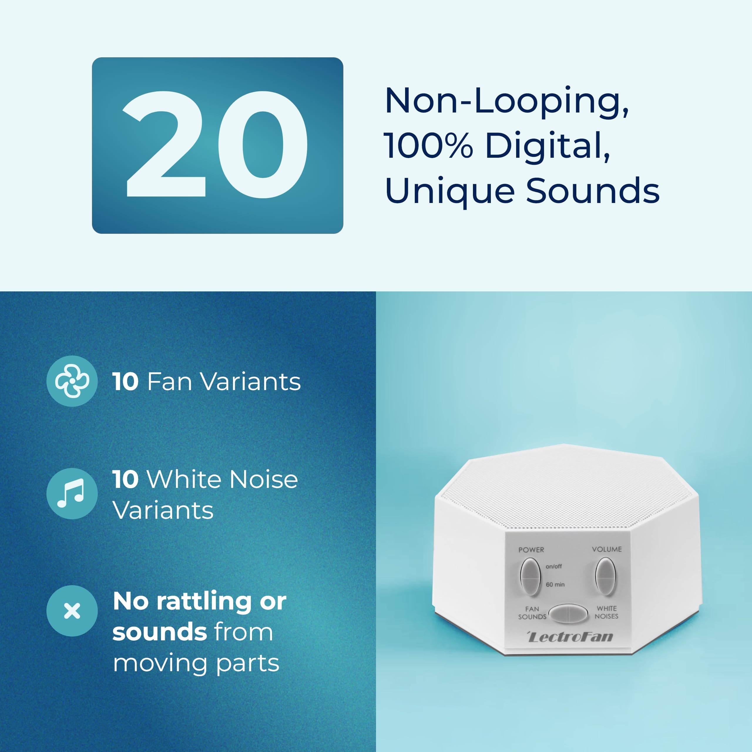 LectroFan Classic with US UK EU adaptors ensures worldwide plug compatibility.