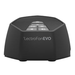 LectroFan EVO compact design on a bedside table for sleep and calm ambiance.
