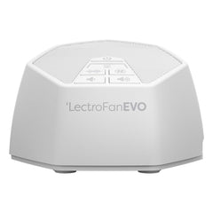 LectroFan EVO on nightstand showing compact bedside design for restful sleep