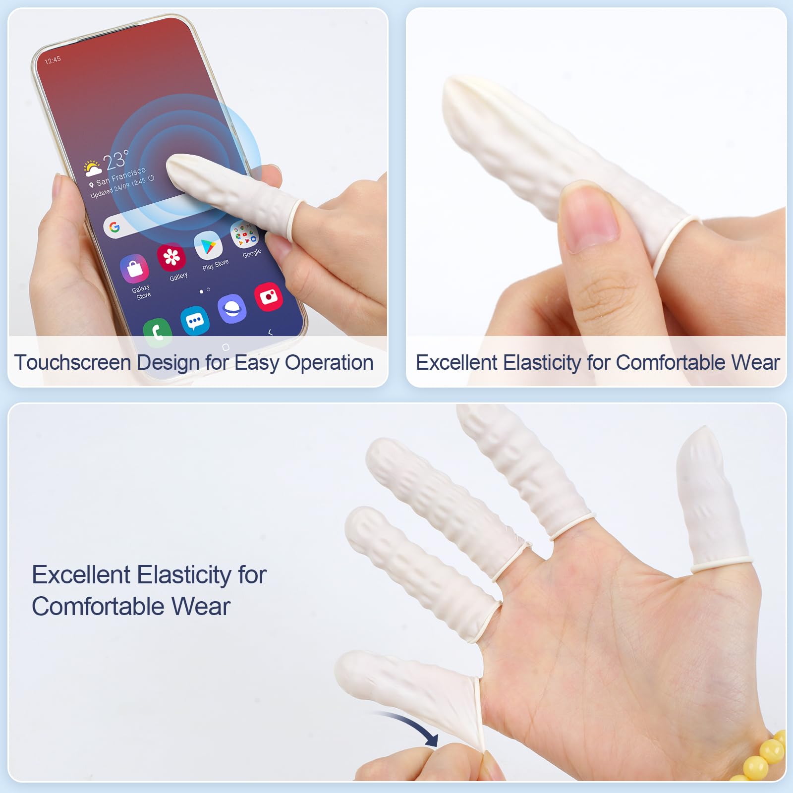 Protector de dedo LECWELL con compatibilidad táctil para usar pantallas con protección.