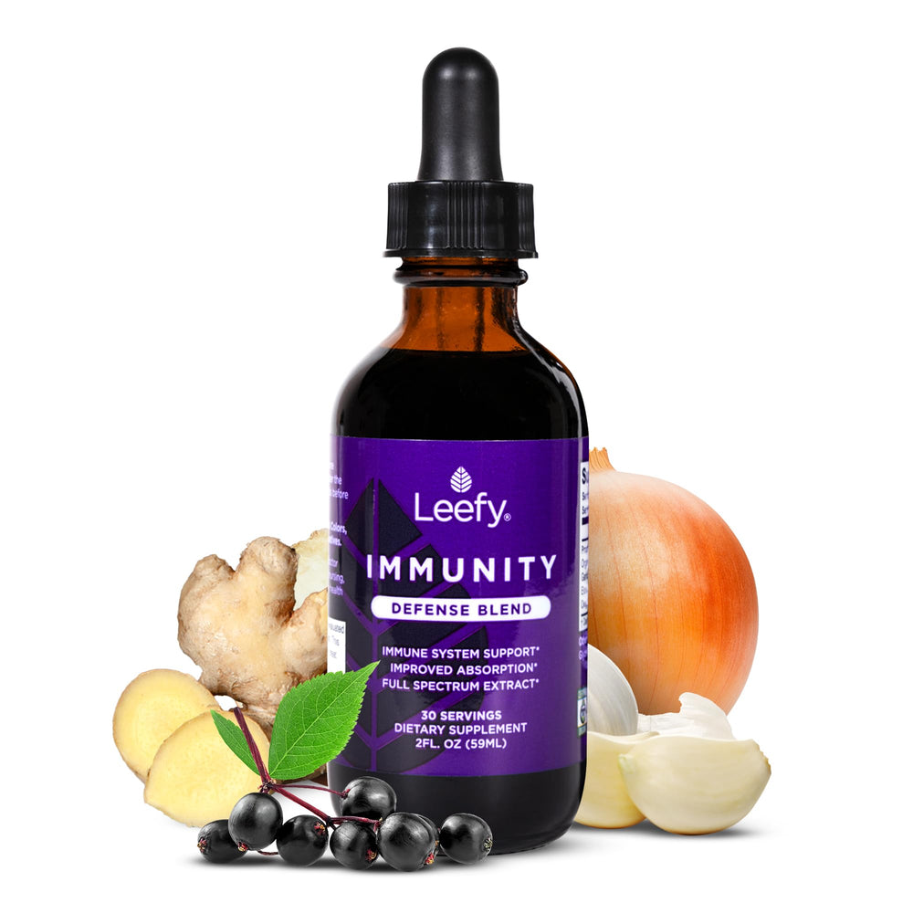 Leefy Organics Immunity Defense Blend bottle ready for daily immune support.