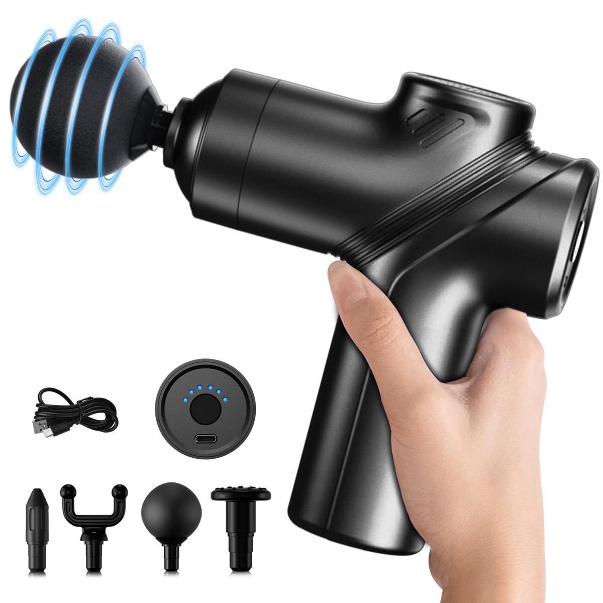 LEERCON deep tissue massage gun front view for portable muscle relief.
