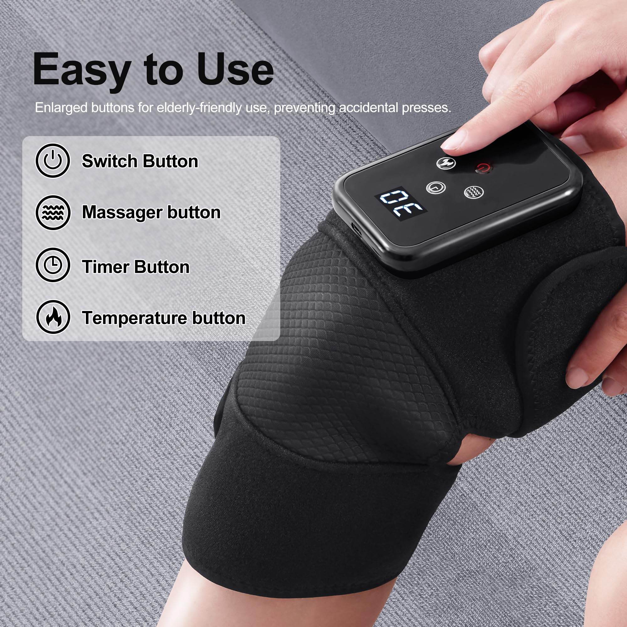 Gift-ready LEERCON knee massager with USB-C cable and warranty
