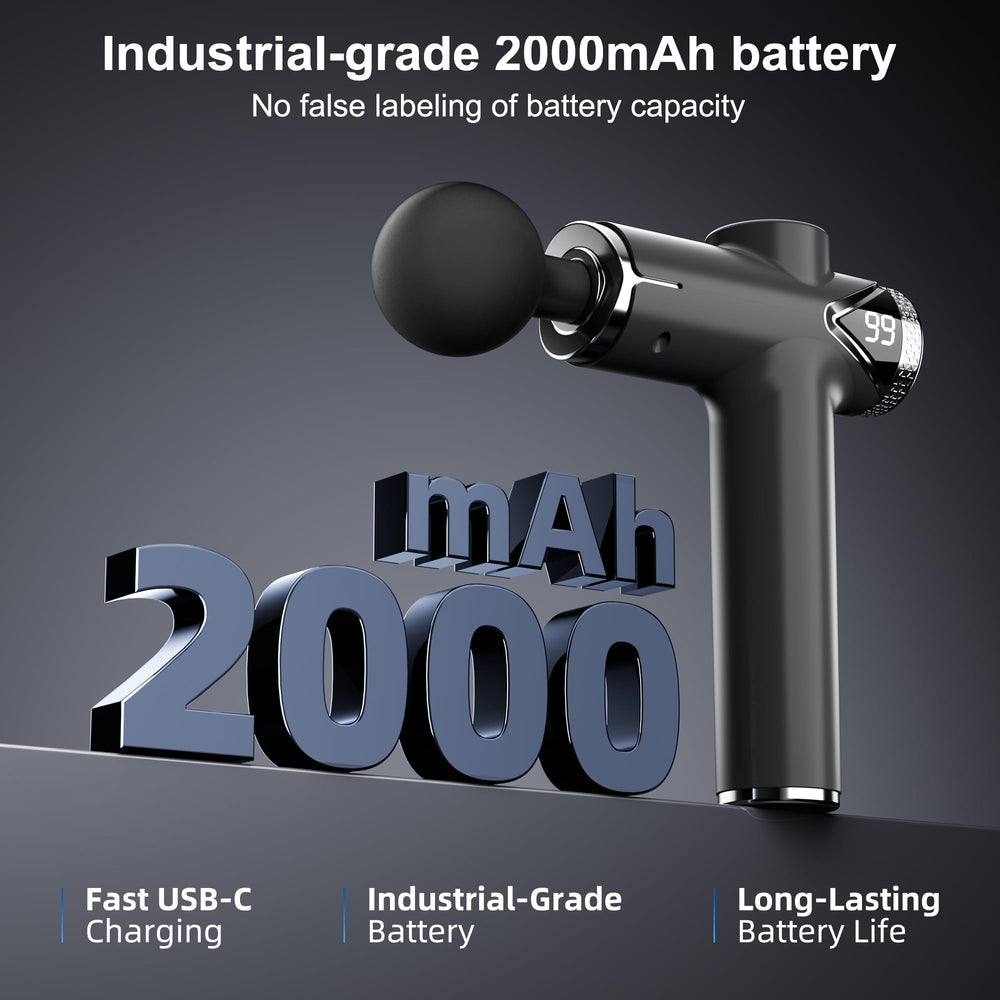 LEERCON Massage Gun battery pack demonstrates long cordless power for travel.