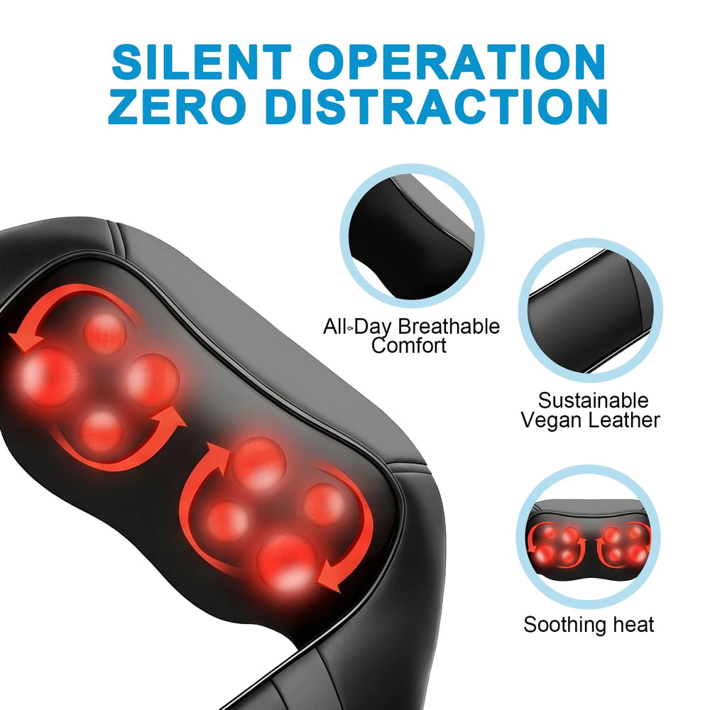 LEERCON neck massager with heat mode-1 hands-free setup for easy wear