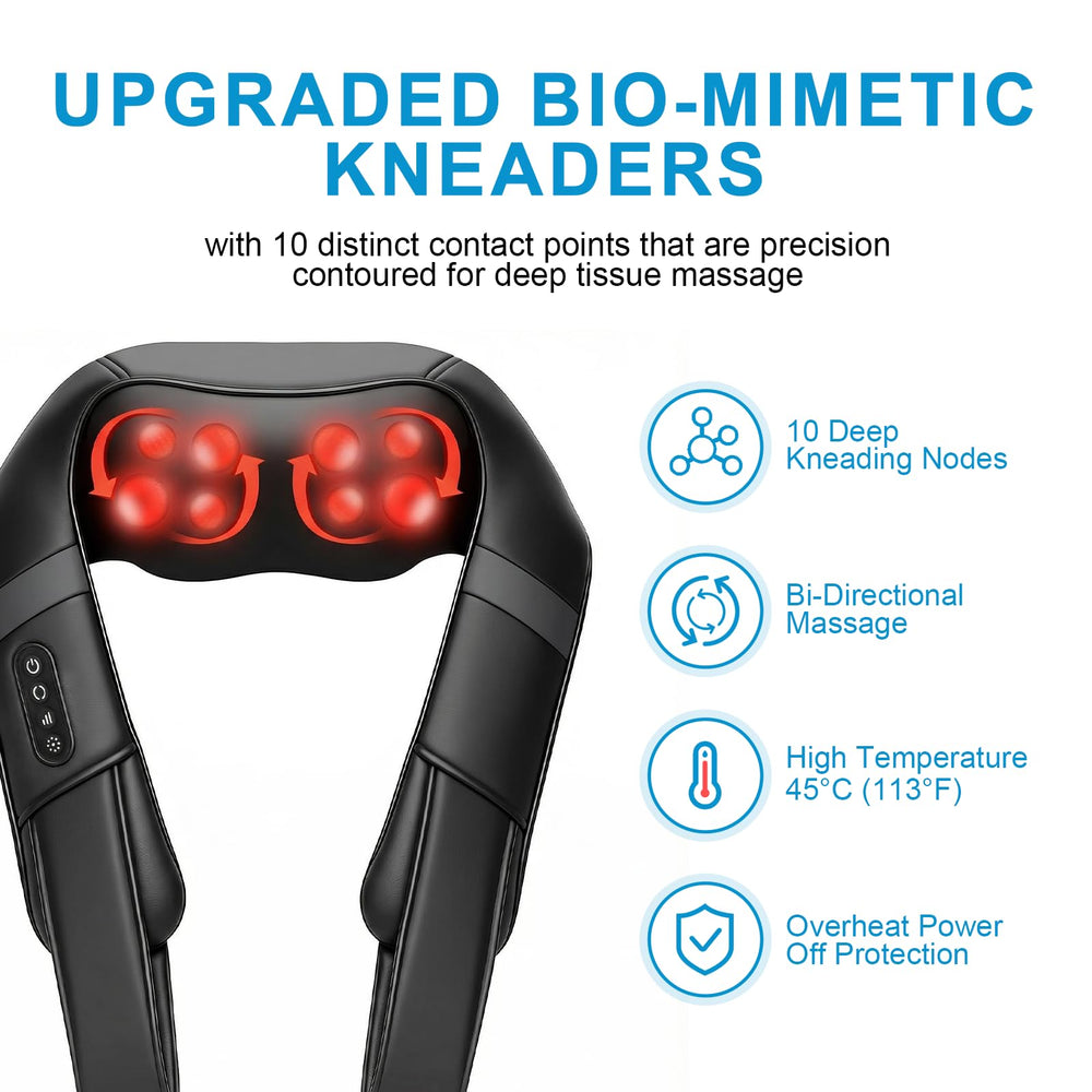 LEERCON neck massager with heat side view highlighting portability