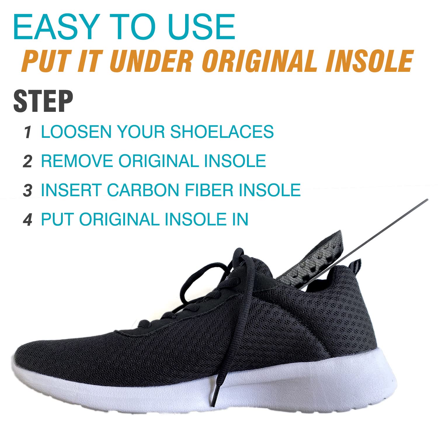 Leeuoe Morton's extension orthotic packaging shows single-piece carbon fiber insole.