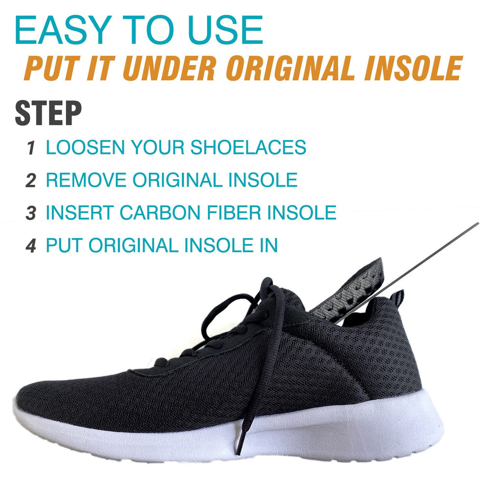 Leeuoe Morton's extension orthotic packaging shows single-piece carbon fiber insole.