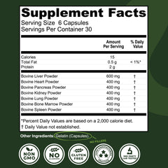 Close-up of Left Coast Performance capsules highlighting the seven-organ blend.