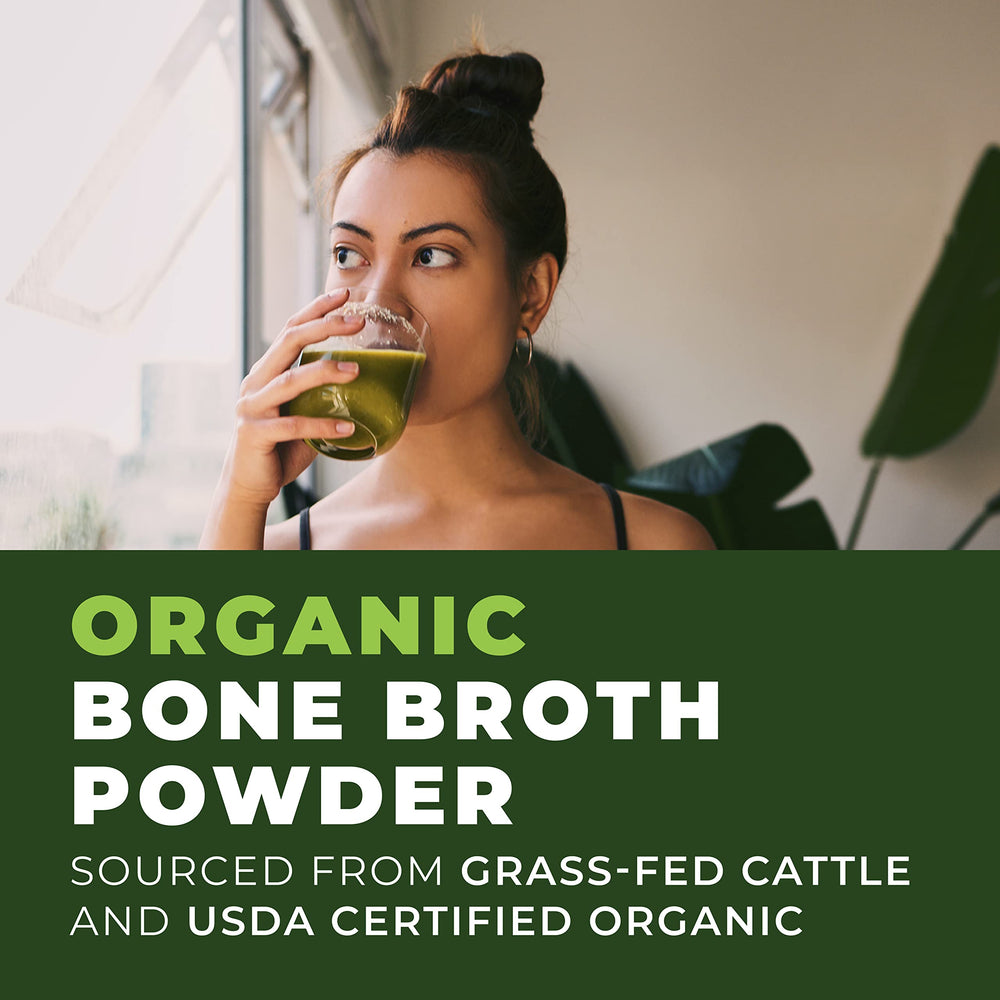 Left Coast Performance bone broth powder used as a soup base for rich flavor.