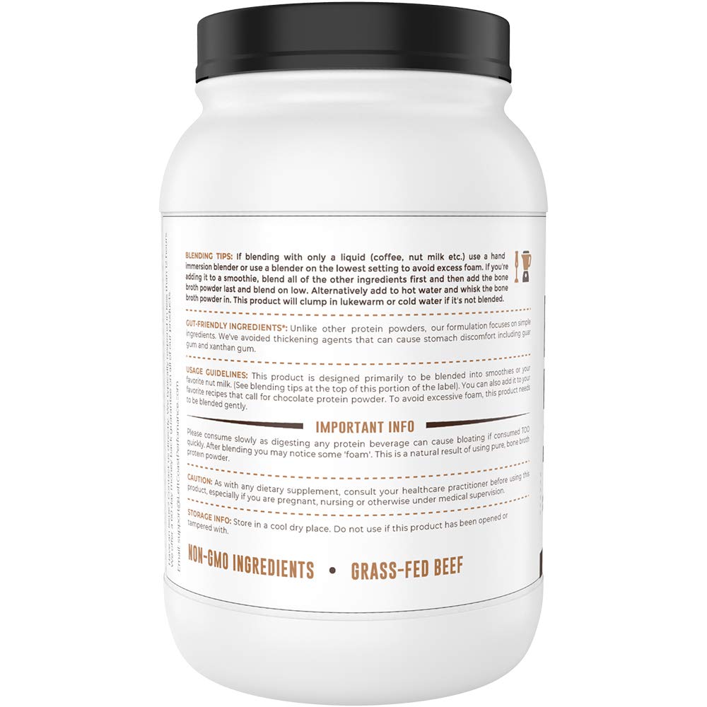 Left Coast Performance bone broth protein chocolate powder close-up emphasizes rich chocolate flavor