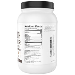Left Coast Performance bone broth protein chocolate serving scoop highlights easy portioning