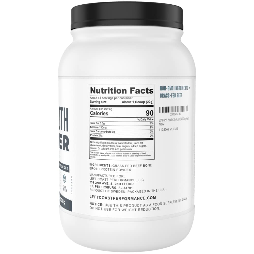Blend into hot water or soups with Left Coast Performance bone broth protein