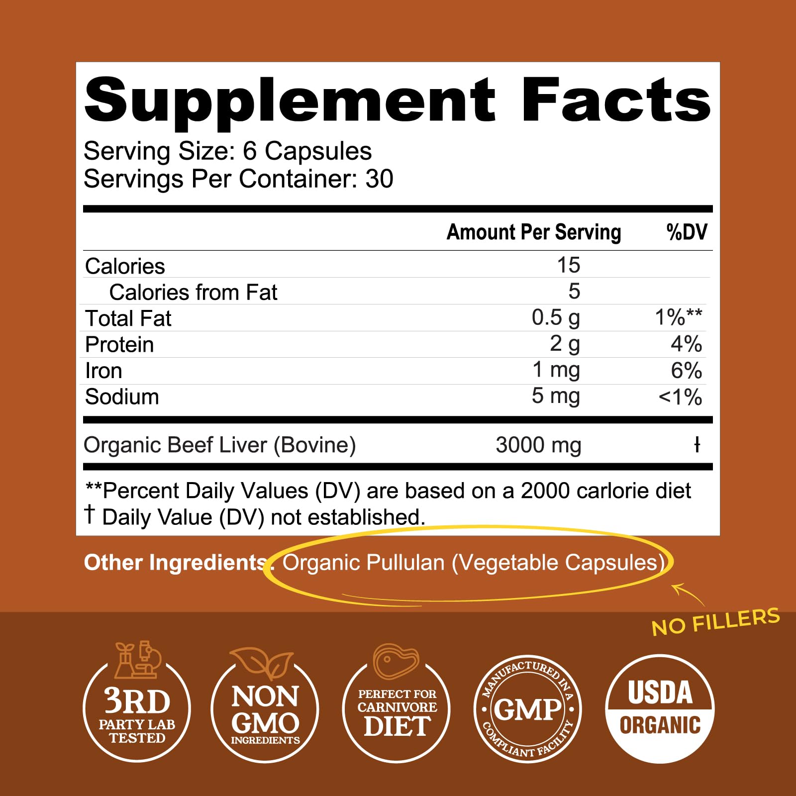 Left Coast Performance freeze-dried liver capsules preserving nutrients for energy support.