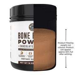 Scene showing low-foam blending of bone broth protein powder into a shaker.